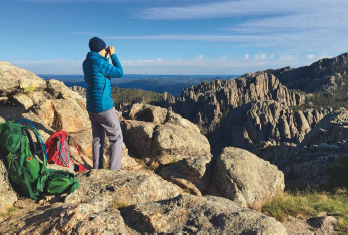 While backpacking and birding, the author tested
seven pairs of ultra-light binoculars from five
leading optics companies. Photo by  Mark Doyle.